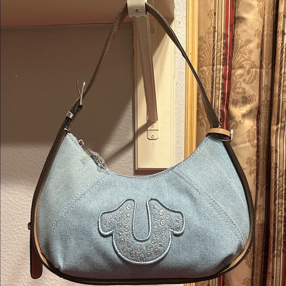 True Religion Stylish Denim Shoulder Bag Size 13”x8”. NWT. Including 🆓 Gift 🎁